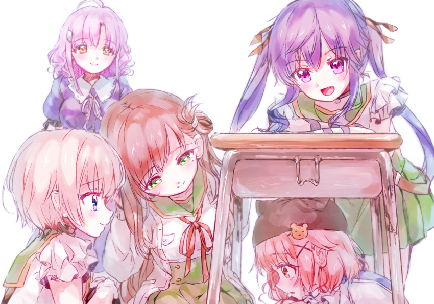 ebisuzawa kurumi, takeya yuki, wakasa yuuri, naoki miki, and sakura megumi (gakkou gurashi!) drawn by noromame