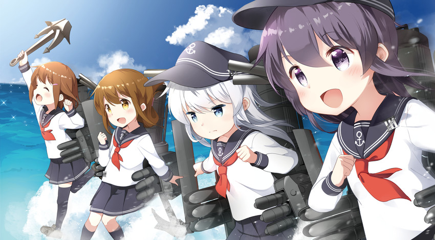 hibiki, inazuma, ikazuchi, and akatsuki (kantai collection) drawn by bell_(oppore_coppore)