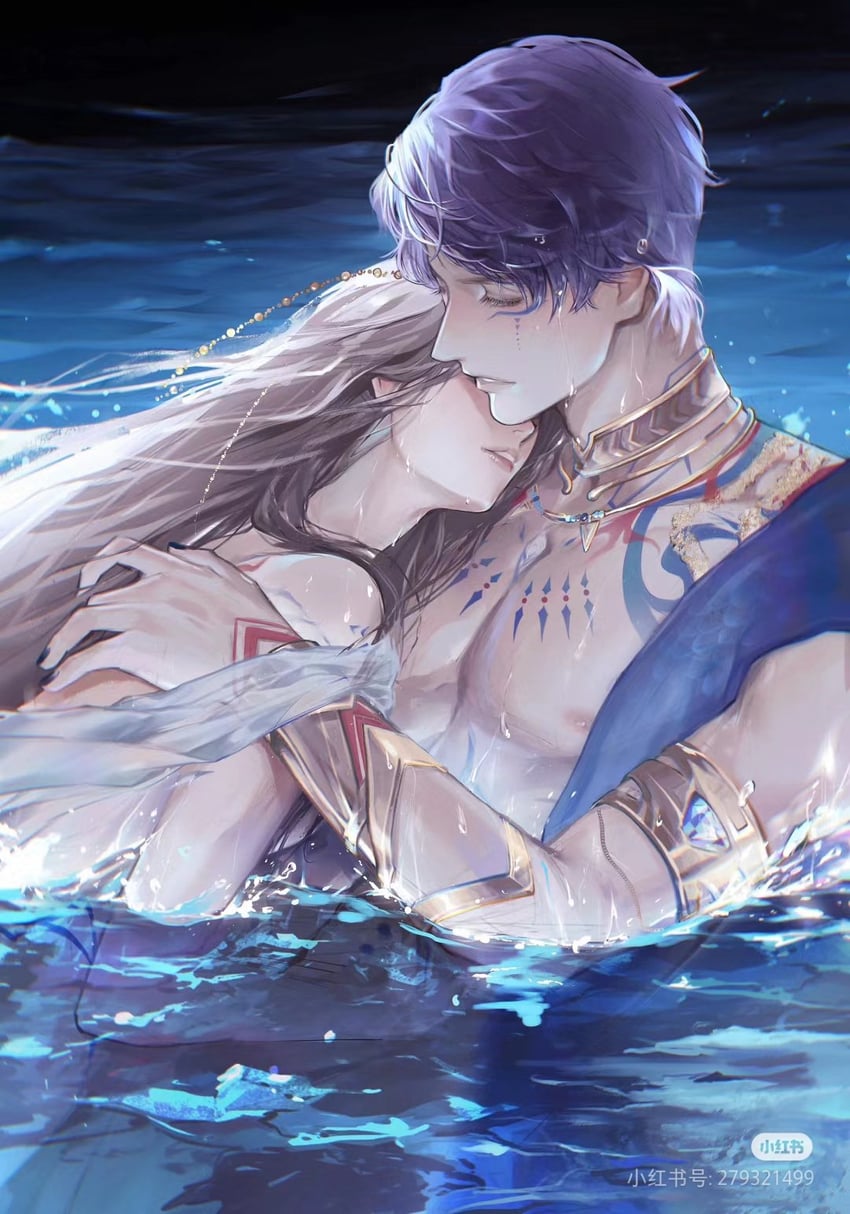 protagonist and rafayel (love and deepspace) drawn by sayahime