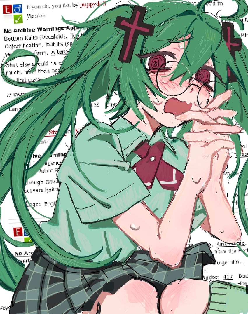 hatsune miku (vocaloid and 2 more) drawn by moosaicc