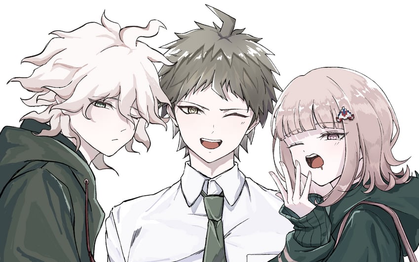 nanami chiaki, komaeda nagito, and hinata hajime (danganronpa and 1 more) drawn by tamakoko_08