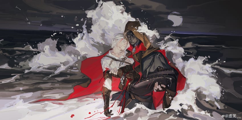 ciri and avallac'h (the witcher and 1 more) drawn by sin_node
