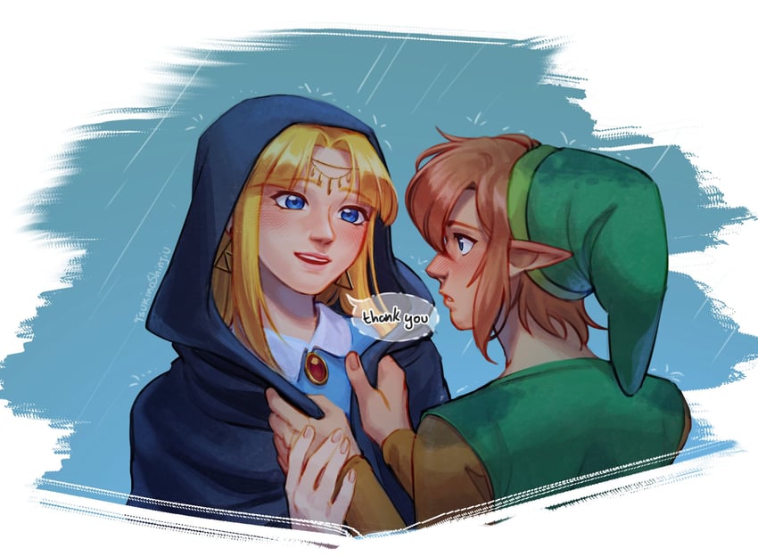 link and princess zelda (the legend of zelda and 1 more) drawn by tsukinoshinjiu
