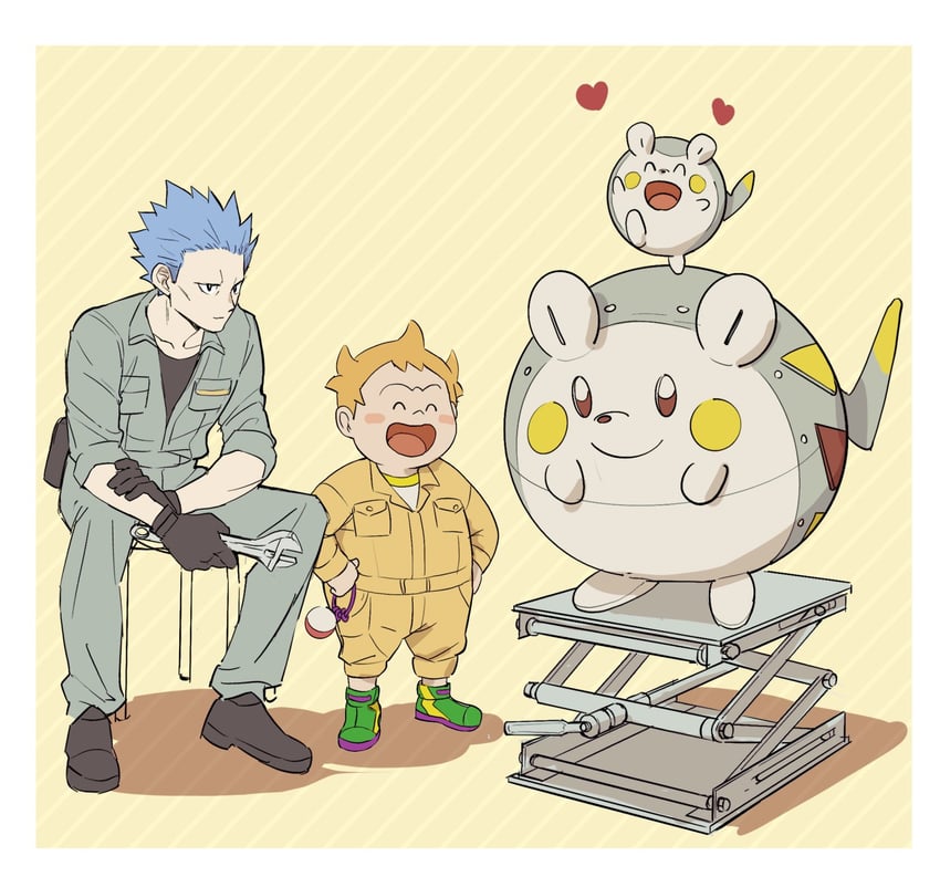 togedemaru, cyrus, and sophocles (pokemon and 3 more) drawn by rott_ur