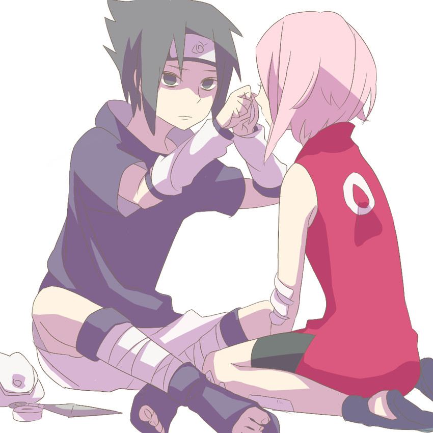 haruno sakura and uchiha sasuke (naruto) drawn by funa_(pixiv_1353562)