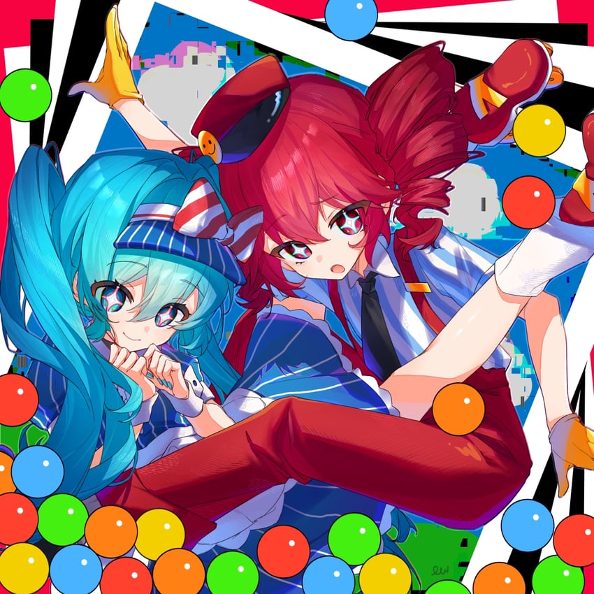 hatsune miku and kasane teto (vocaloid and 2 more) drawn by su_dong_huo_ji
