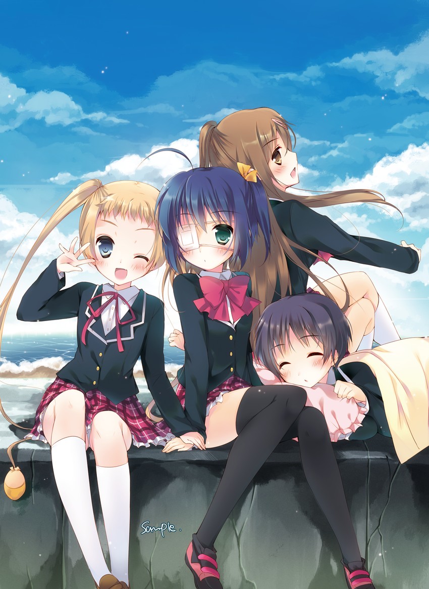 takanashi rikka, nibutani shinka, dekomori sanae, and tsuyuri kumin (chuunibyou demo koi ga shitai!) drawn by hisama_kumako