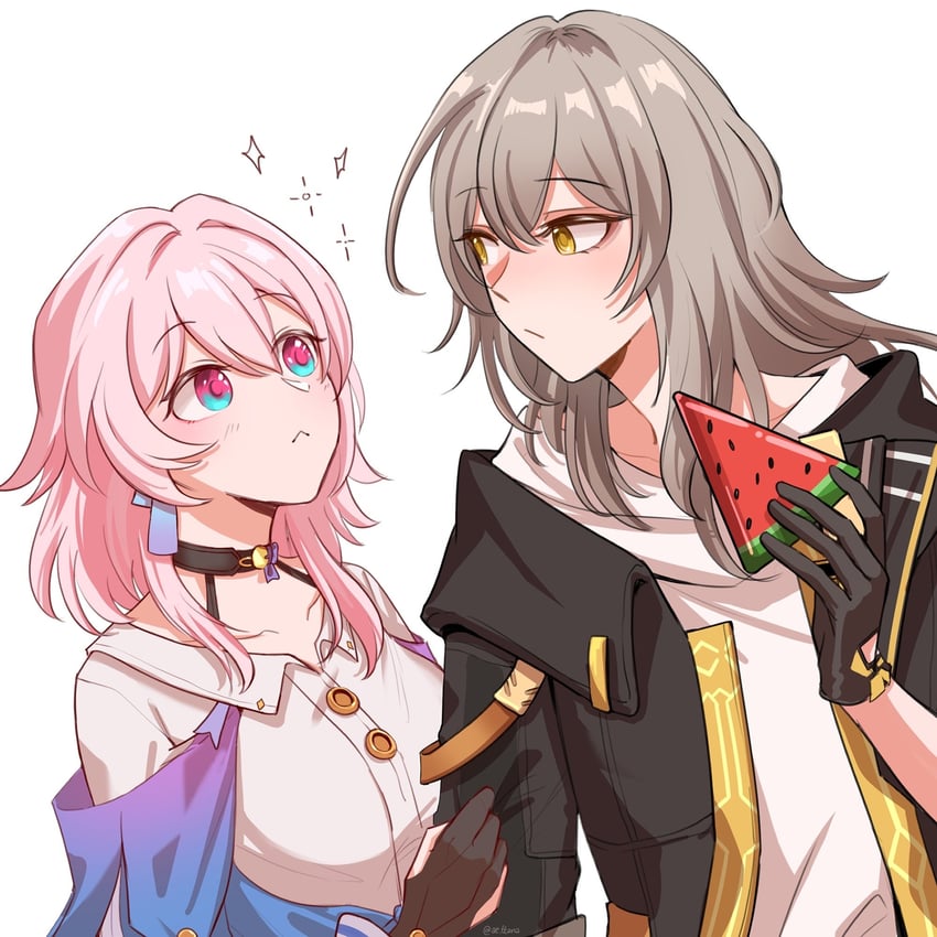 trailblazer, stelle, and march 7th (honkai and 1 more) drawn by ae_ttana