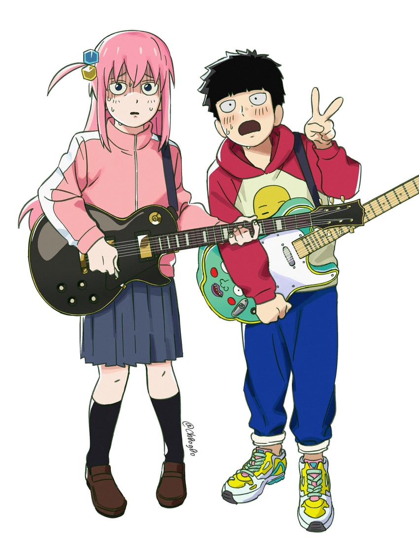 gotoh hitori, kageyama shigeo, and ekubo (bocchi the rock! and 1 more) drawn by ch0og0o