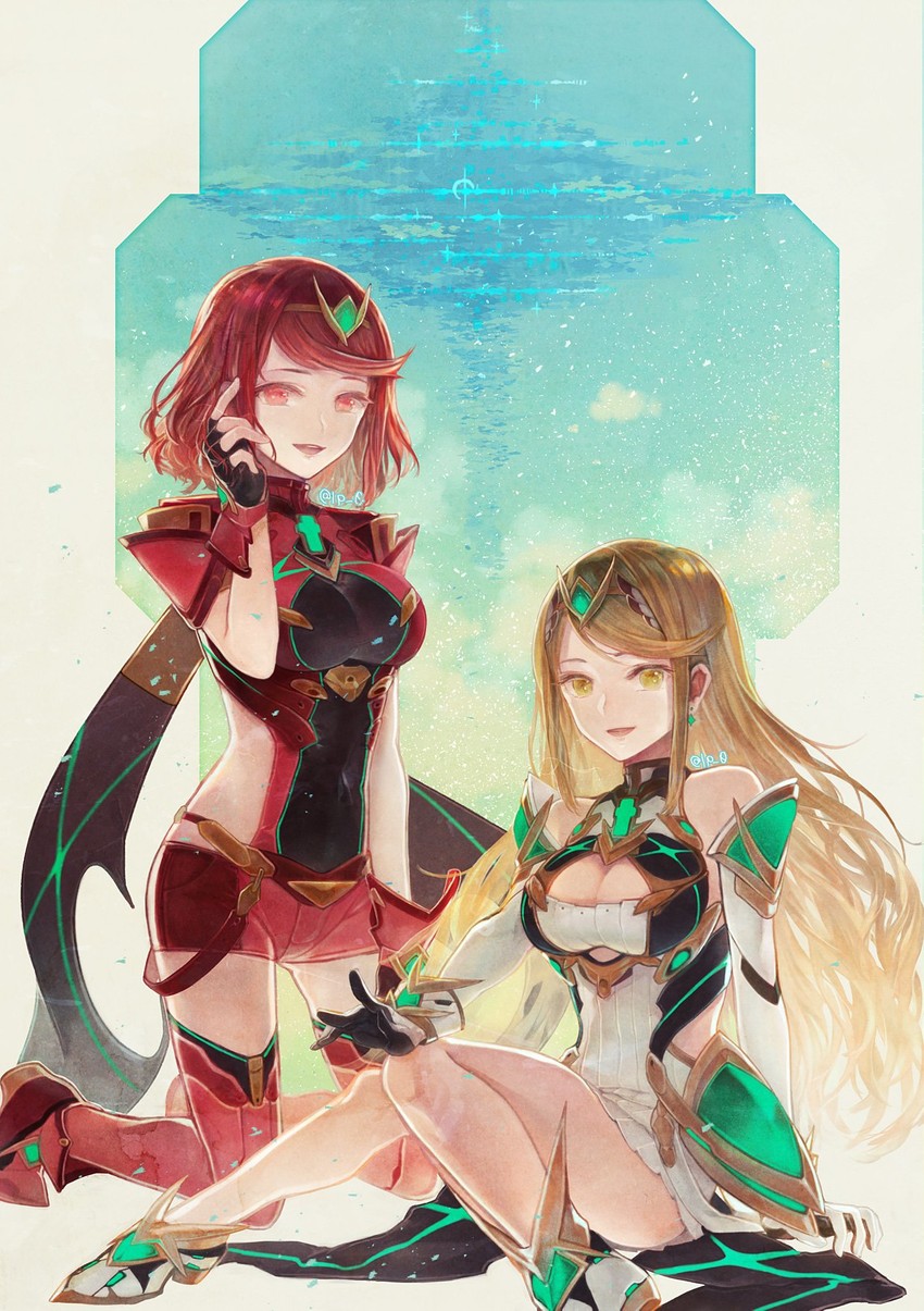 pyra and mythra (xenoblade chronicles and 1 more) drawn by xero