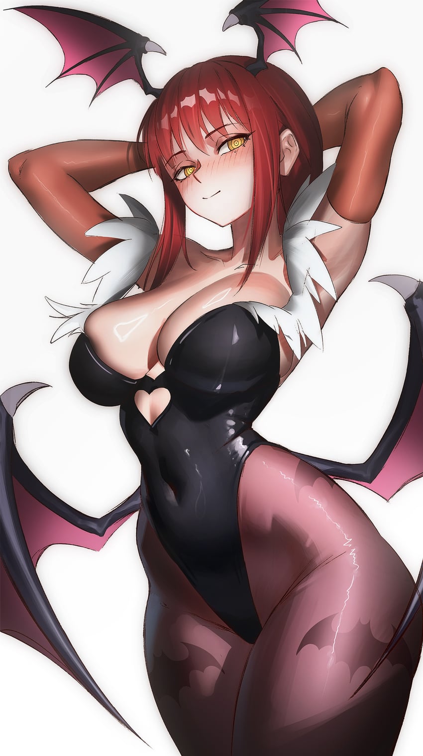 makima and morrigan aensland (chainsaw man and 1 more) drawn by kuroyara