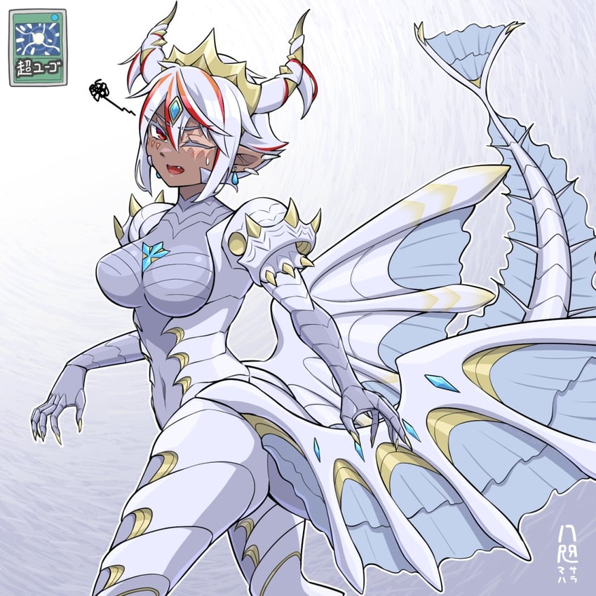 albaz, fallen of albaz, super polymerization, and philia regis (yu-gi-oh!) drawn by yata_masahara