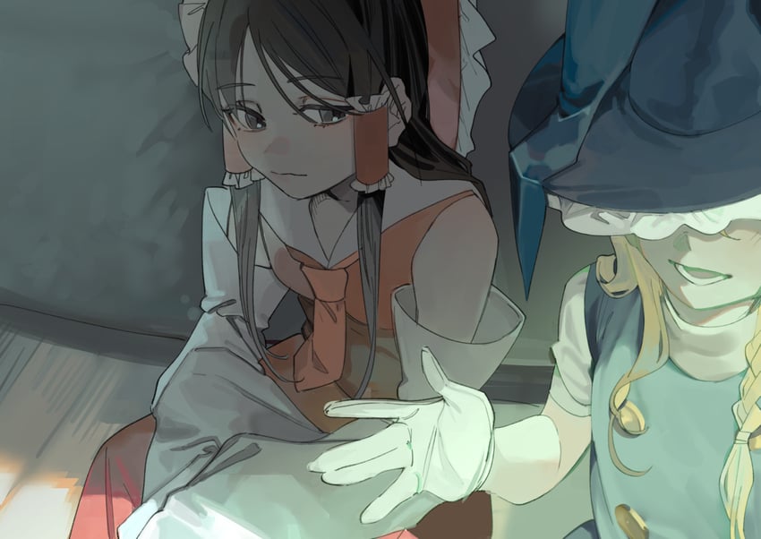 hakurei reimu and kirisame marisa (touhou) drawn by shi_chimi