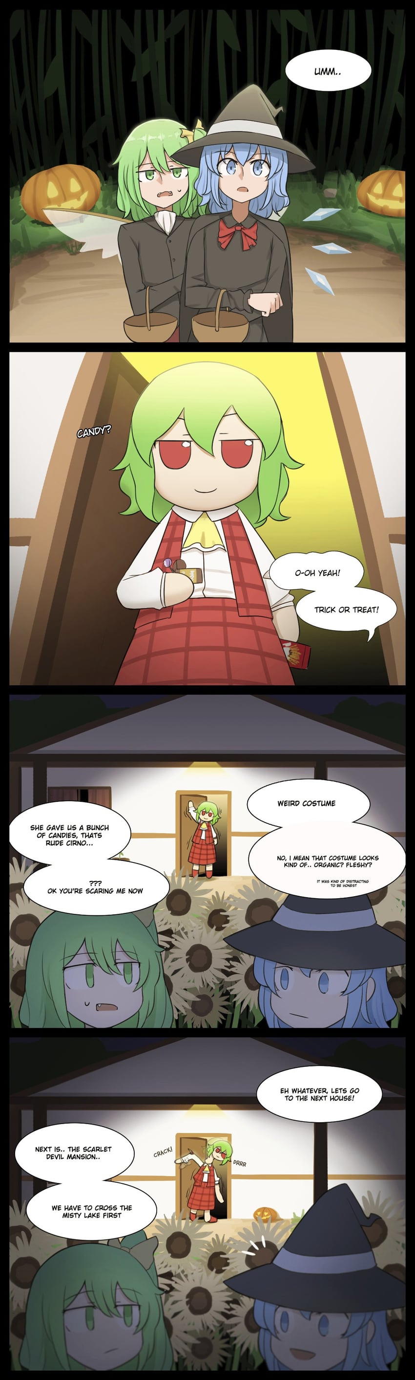cirno, kazami yuuka, and daiyousei (touhou and 2 more) drawn by mata_(matasoup)