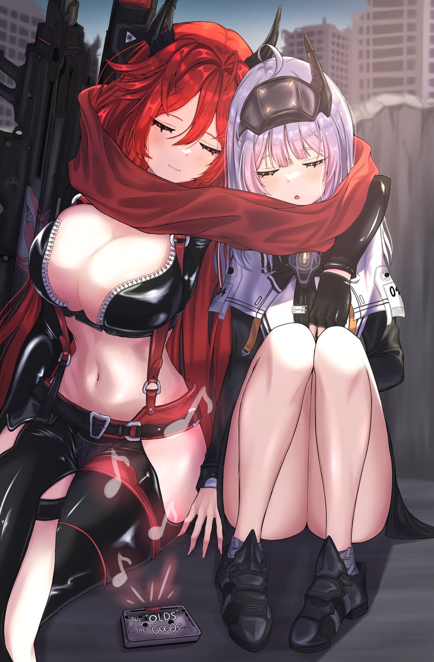 red hood and snow white (goddess of victory: nikke) drawn by taek