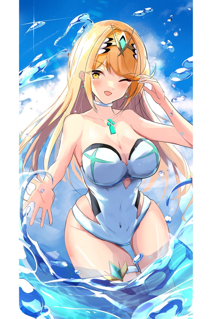 mythra (xenoblade chronicles and 1 more) drawn by karuushi