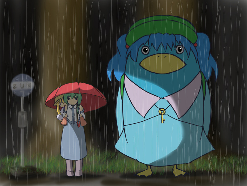 kochiya sanae, moriya suwako, and kawashiro nitori (touhou and 1 more) drawn by reon_(saikyou)