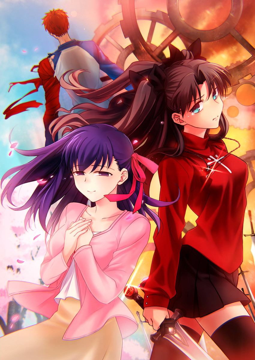 tohsaka rin, emiya shirou, and matou sakura (fate and 2 more) drawn by sunday31