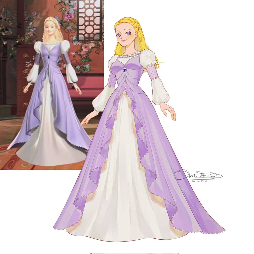 barbie and rapunzel (barbie and 2 more) drawn by okitafuji