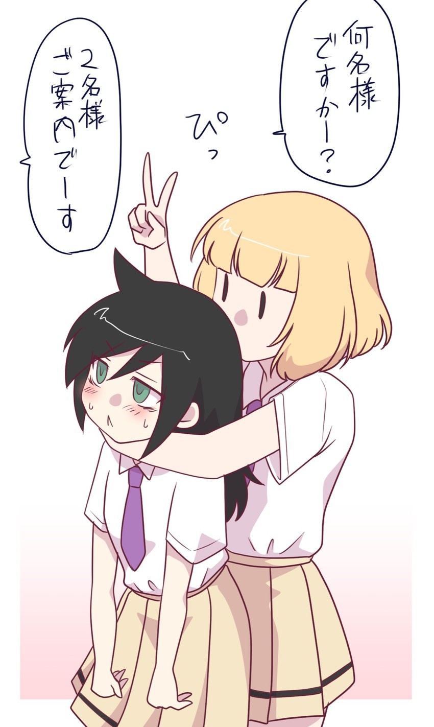 kuroki tomoko and uchi emiri (watashi ga motenai no wa dou kangaetemo omaera ga warui!) drawn by hikaru_(ofuton_at5)