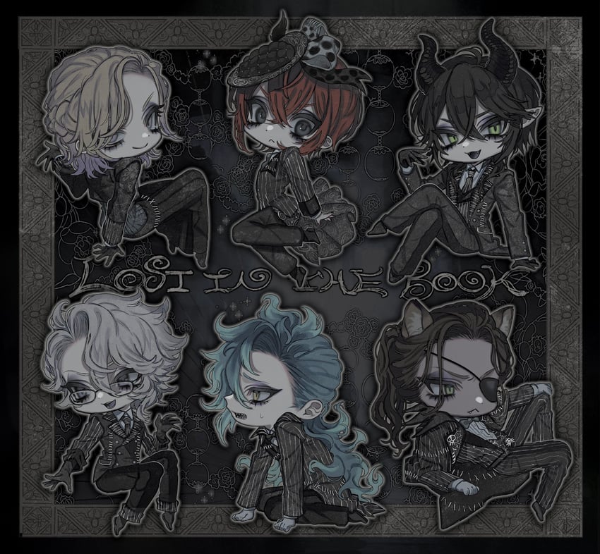 leona kingscholar, azul ashengrotto, idia shroud, riddle rosehearts, malleus draconia, and 1 more (twisted wonderland) drawn by kajino