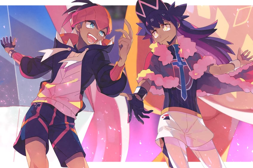 leon, raihan, charizard, and gigantamax charizard (pokemon and 1 more) drawn by nagatsukiariake
