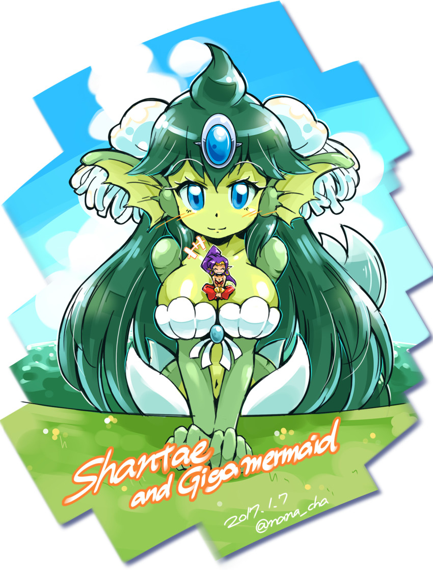 shantae and giga mermaid (shantae and 1 more) drawn by nana_cha_(77chamo)