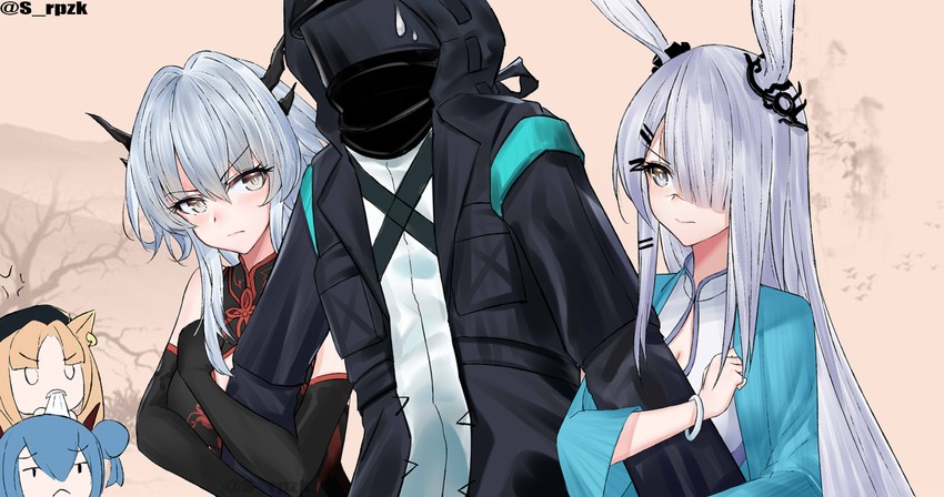 doctor, ch'en, swire, frostnova, and talulah (arknights) drawn by srpzk