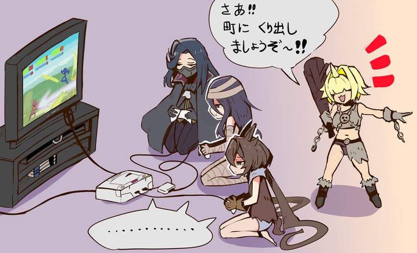 elegg, maiden, exia, and trony (goddess of victory: nikke) drawn by syope