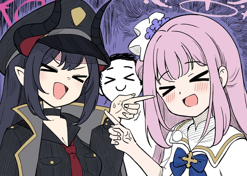 sensei, doodle sensei, mika, and chiaki (blue archive) drawn by hm_(hmongt)