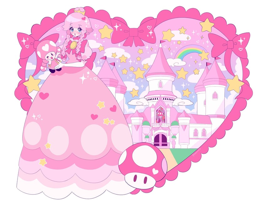 toadette and peachette (mario and 1 more) drawn by meowwniz