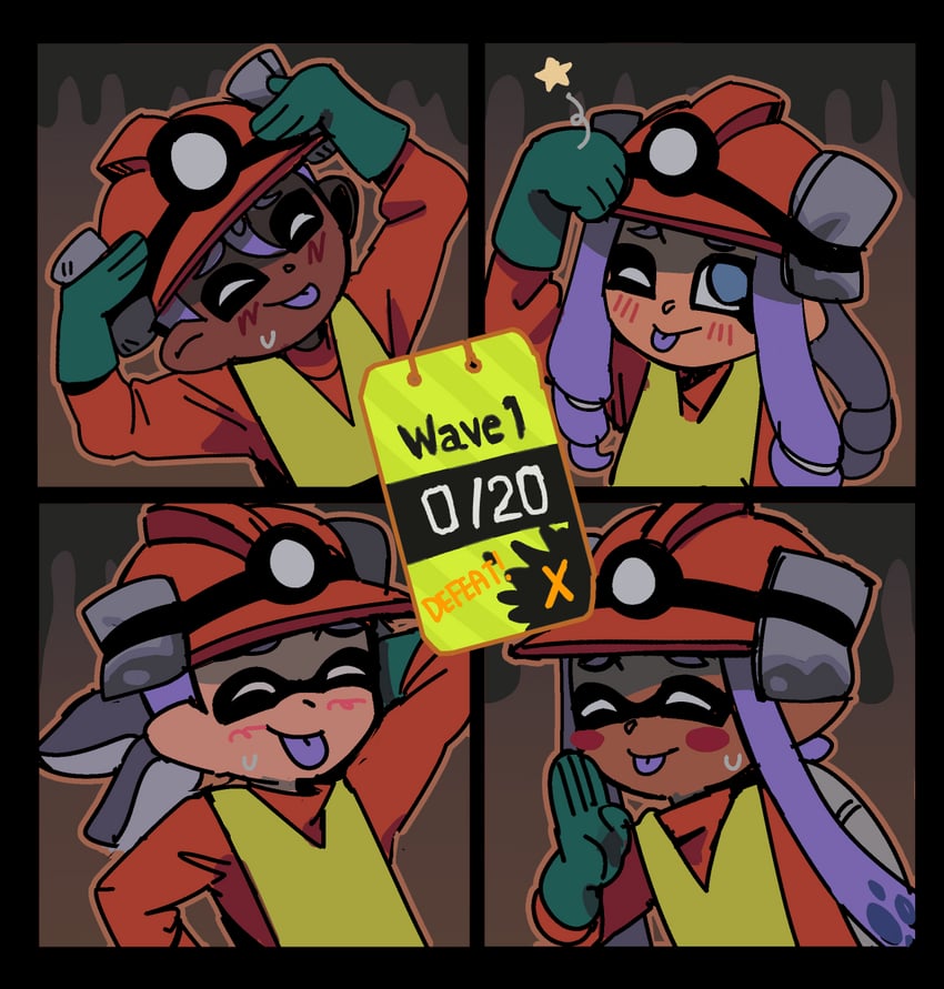 inkling player character, inkling girl, octoling player character, octoling girl, inkling boy, and 1 more (splatoon and 2 more) drawn by caffstrink