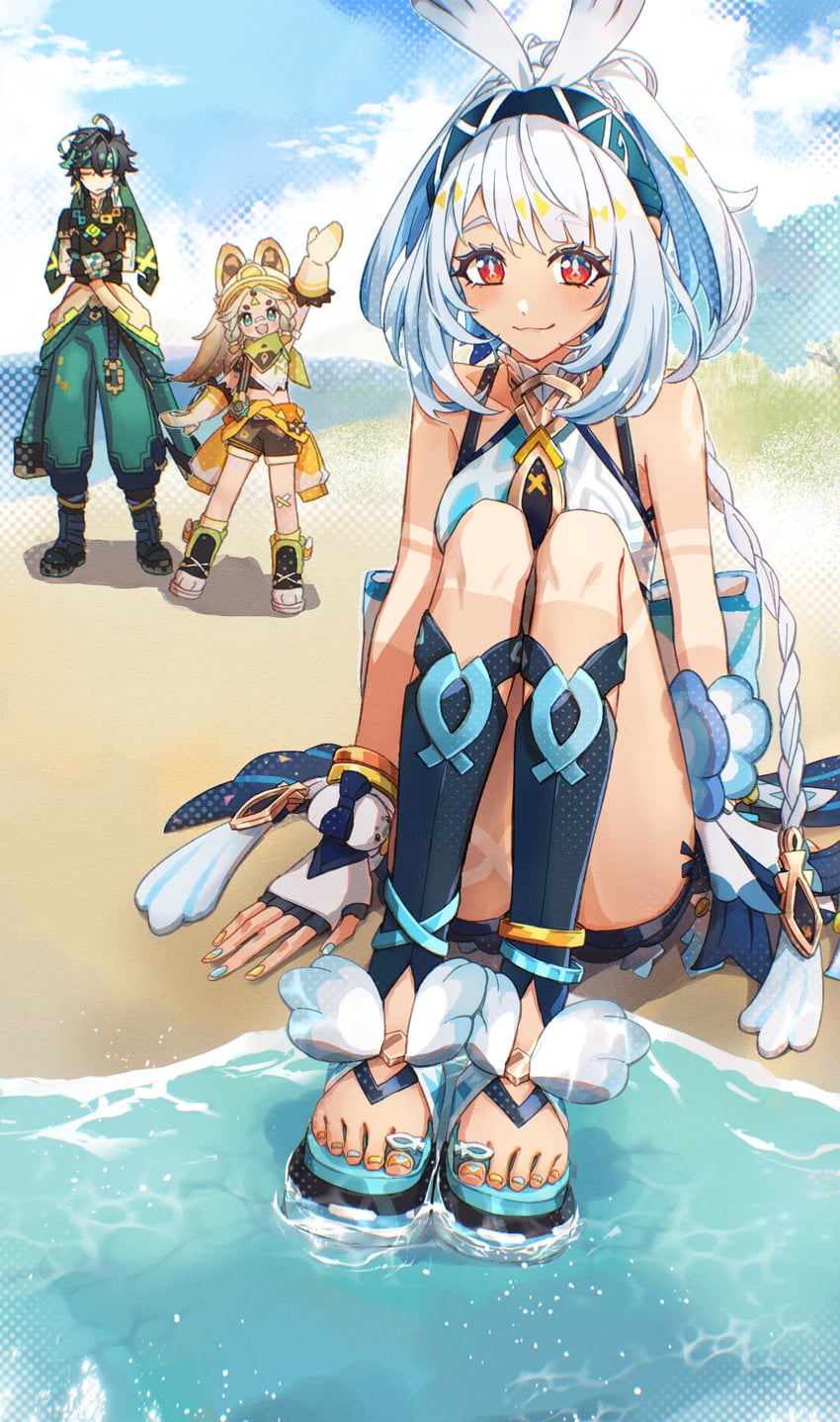 mualani, kinich, and kachina (genshin impact) drawn by haruna_(hrnrnh)