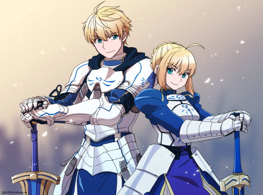 artoria pendragon, saber, and arthur pendragon (fate and 3 more) drawn by asaya_minoru