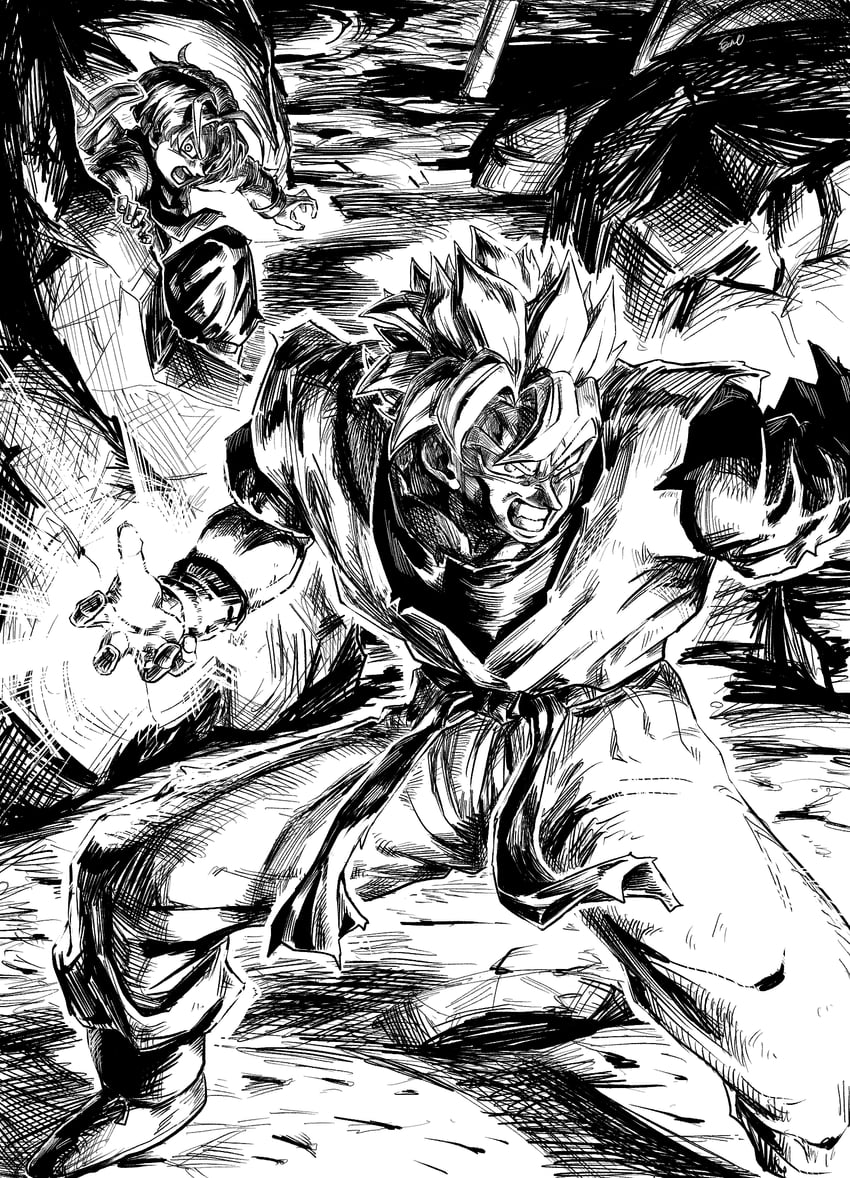 son gohan and trunks (dragon ball and 2 more) drawn by stynl_f