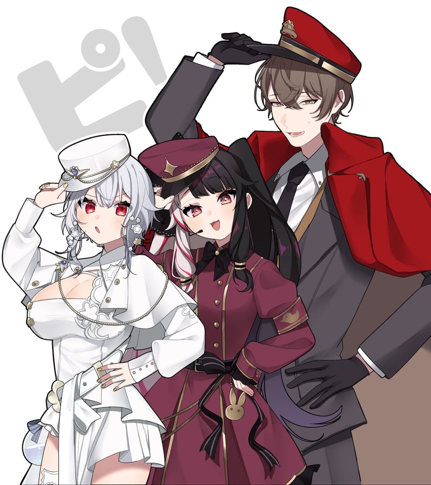 yorumi rena, hakase fuyuki, and kagami hayato (nijisanji) drawn by ichibomotu