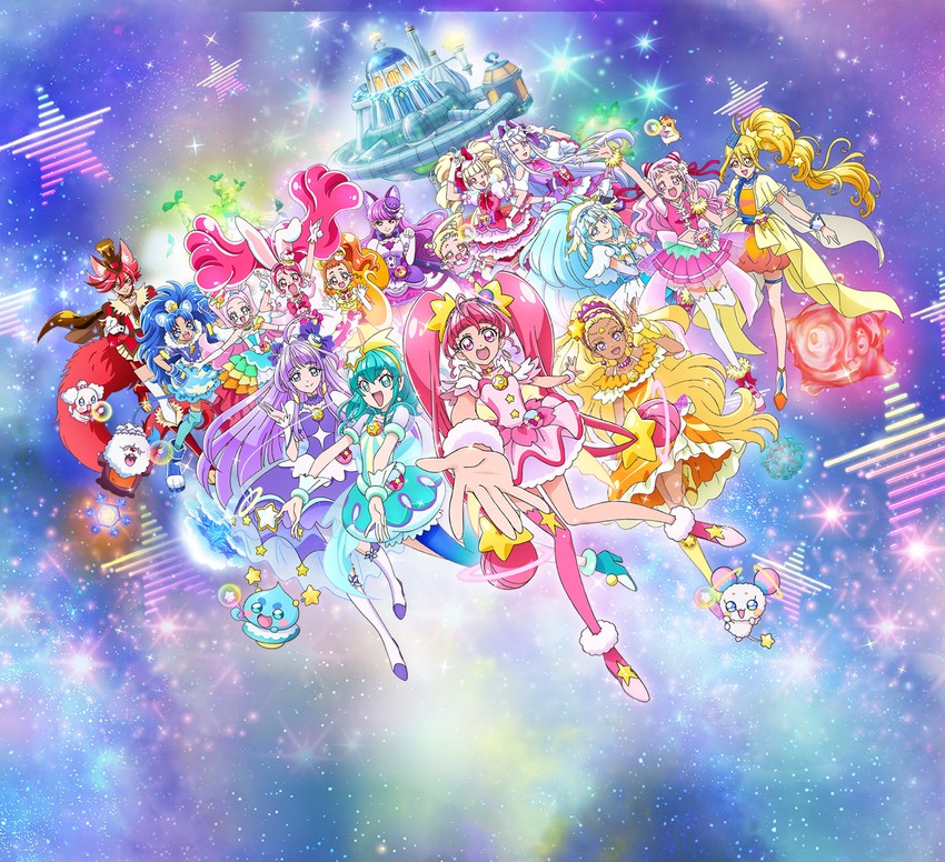 hagoromo lala, hoshina hikaru, nono hana, yakushiji saaya, kotozume yukari, and 31 more (precure and 5 more)