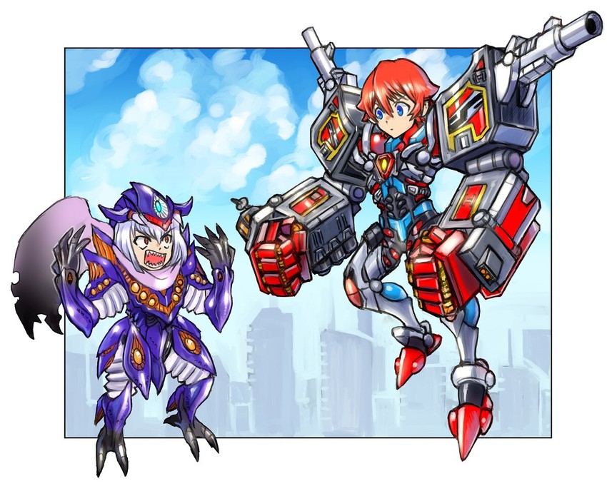hibiki yuuta, gridman, and anti (gridman universe and 1 more) drawn by oomasa_teikoku