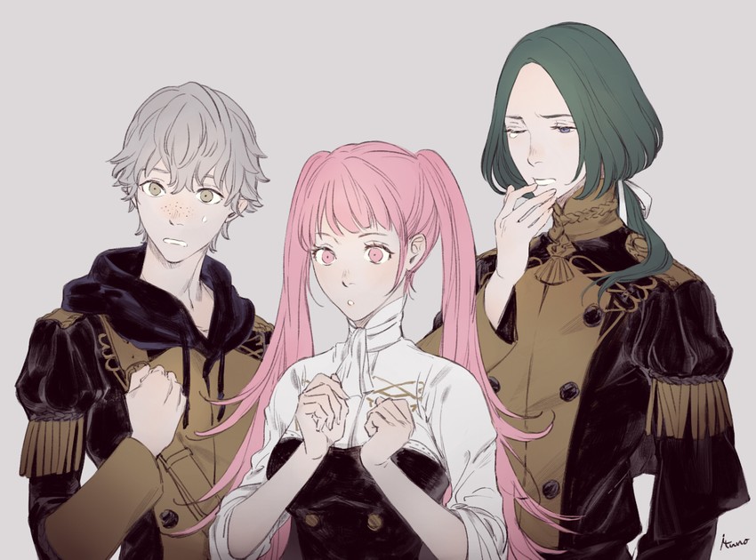 hilda valentine goneril, linhardt von hevring, and ashe ubert (fire emblem and 1 more) drawn by lkhuhu