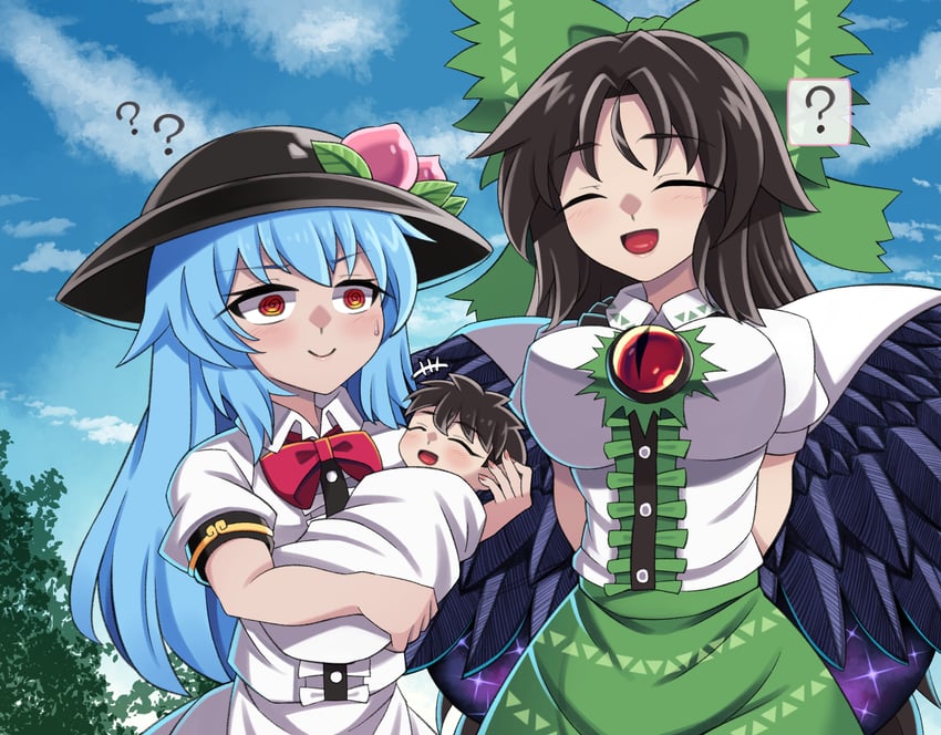 reiuji utsuho and hinanawi tenshi (touhou) drawn by doku_yanagi