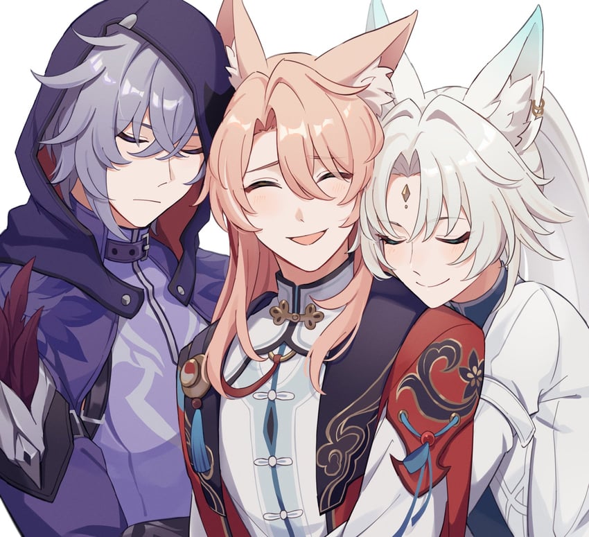 feixiao, jiaoqiu, and moze (honkai and 1 more) drawn by tamayura_(tmyr_0)