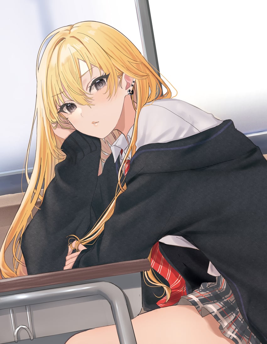 shimizu kei (tonari no seki no yankee shimizu-san ga kami wo kuroku somete kita) drawn by hamu_(plot_sy)