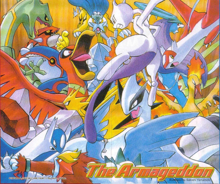 latias, mewtwo, latios, lugia, rayquaza, and 12 more (pokemon and 1 more) drawn by yamamoto_satoshi