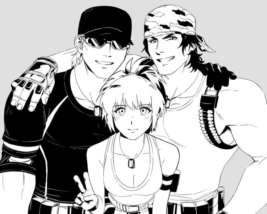 leona heidern, ralf jones, and clark still (the king of fighters and 1 more) drawn by 00a3af_231