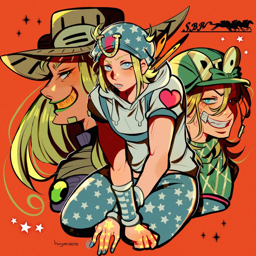 johnny joestar, gyro zeppeli, and diego brando (jojo no kimyou na bouken and 1 more) drawn by huyandere