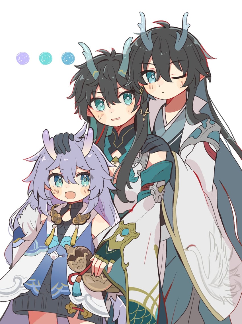 dan heng, bailu, and dan feng (honkai and 1 more) drawn by hara_(nanohara) and jiaoli_yexing