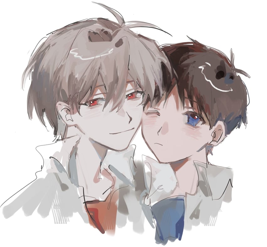 ikari shinji and nagisa kaworu (neon genesis evangelion) drawn by mogutofuoes