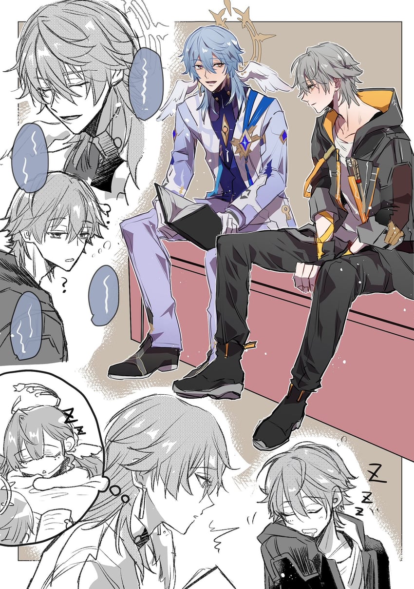 trailblazer, caelus, and sunday (honkai and 1 more) drawn by ichica_(seto0717)