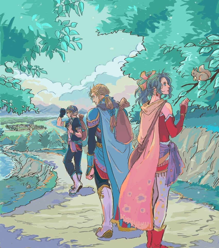 terra branford, locke cole, and edgar roni figaro (final fantasy and 1 more) drawn by uedymummy0921