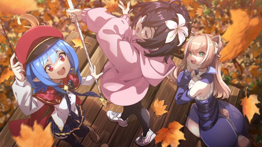yuria of ailurus, lilypichu, and leaflit mitsuha (offlinetv and 1 more) drawn by schatten